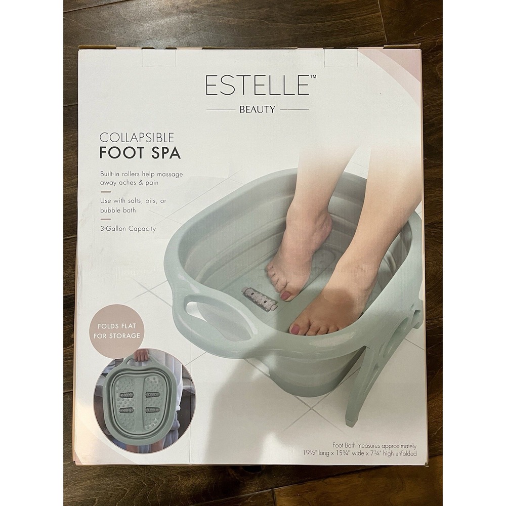 Estelle Beauty Collapsible Foot Bath Massager - Non-Slip 3 Gal. Capacity - Gray